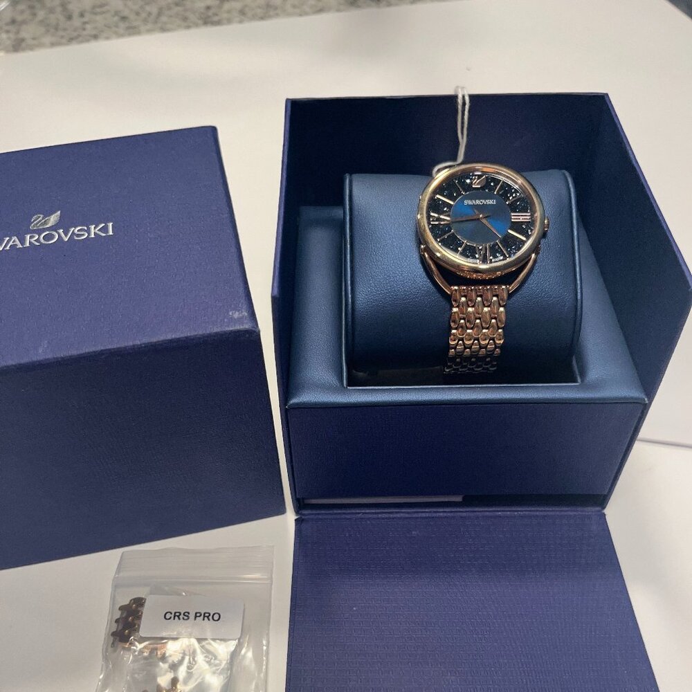 Swarovski Rose Gold Glam Blue Sapphire Watch